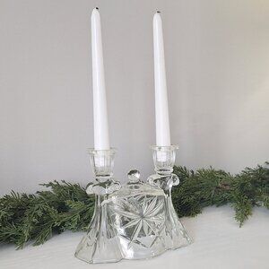 Vintage Crystal look Candelabra candle holder glass